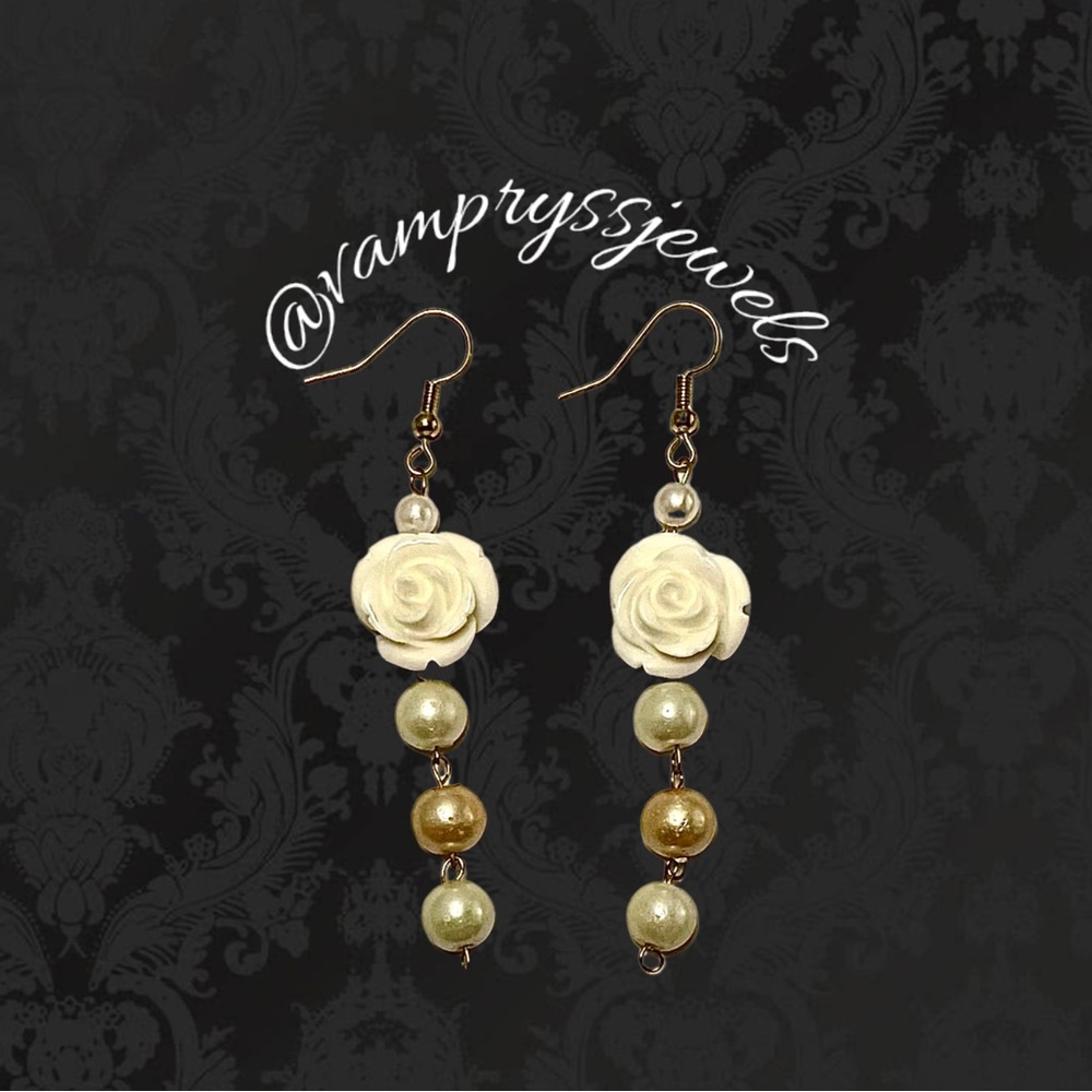Rose and pearl earrings